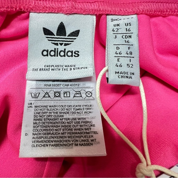 Adidas Adicolor 3-Stripes One-Piece Swimsuit Lucid Pink/White Size 16, NWT - Picture 5 of 16